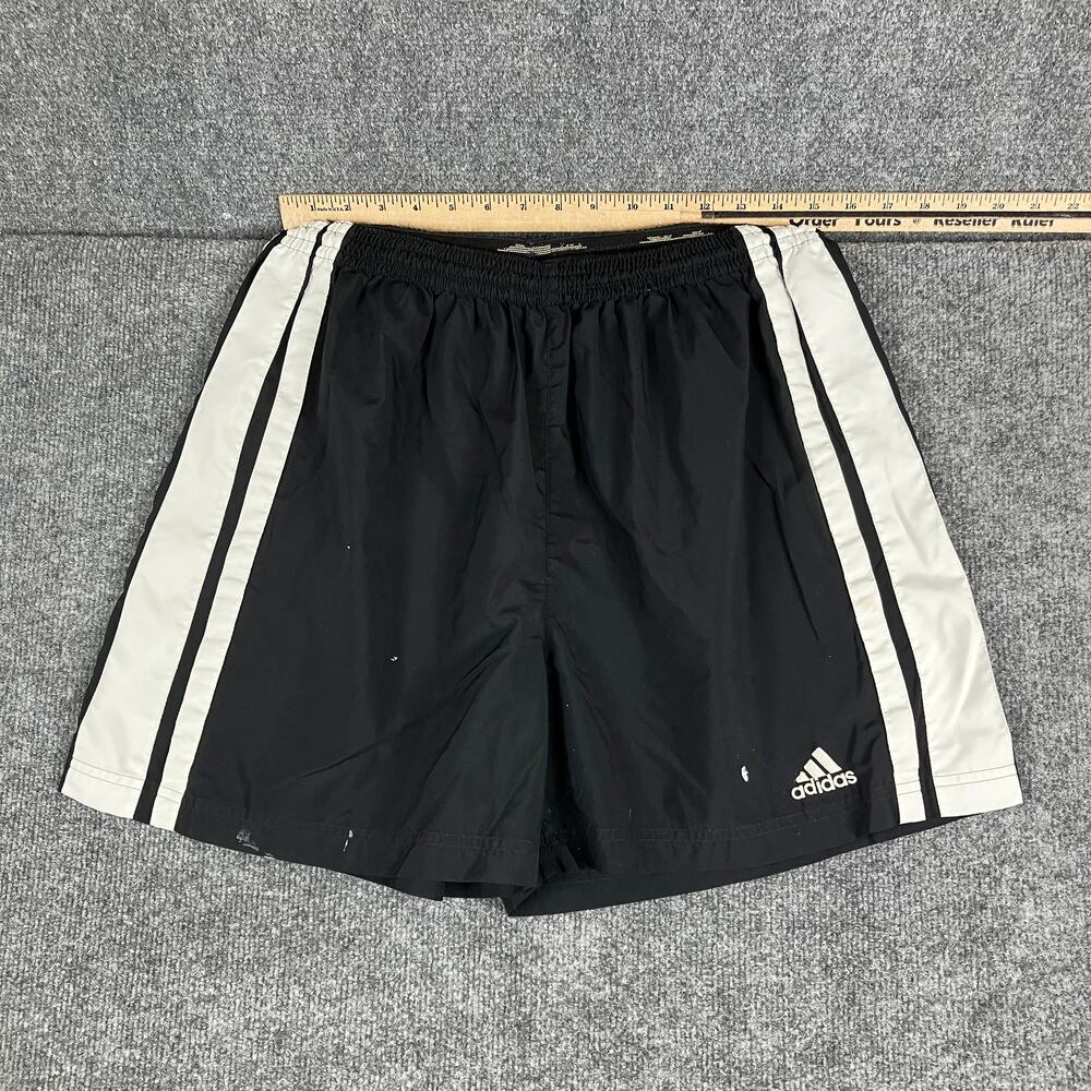 Adidas Shorts‎ Mens Size M Black White Striped Athletic Training Gym Lightweight